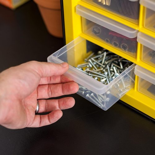 IRIS Hardware Storage Drawer - 44 Compartment Parts Organizer Cabinet | Yellow Color