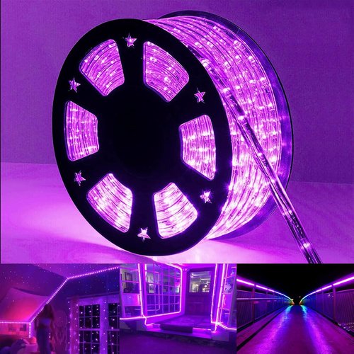 100ft LED Rope Lights by [Brand Name] - Waterproof, Flexible Tube Lights with 8 Modes | Purple Outdoor & Indoor Decor