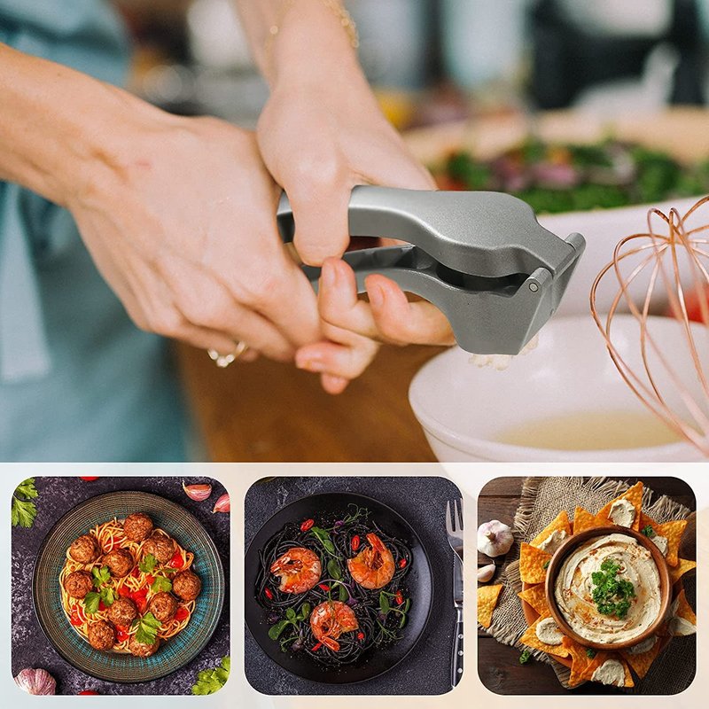 Pamperεd Chεf Garlic Press, Garlic Mincer Easy-squeeze Ergonomic Handle, No Need To Peel, Rust Proof, Professional Ginger Press & Garlic Crusher with Handy Cleaning Brush- Dishwasher Safe