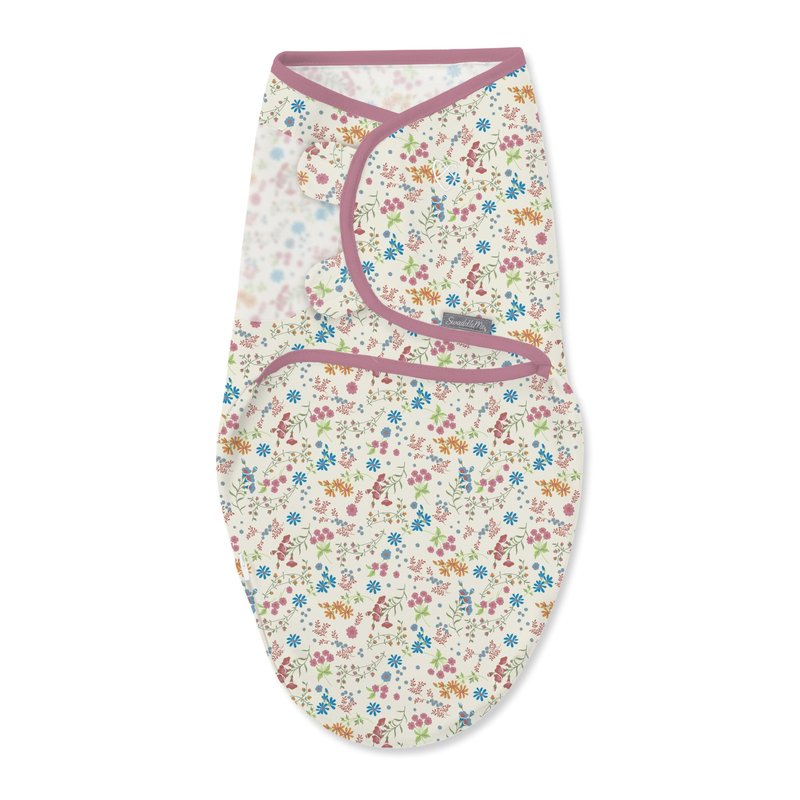 SwaddleMe by Ingenuity Easy Change Baby Swaddle in Size Small/Medium, 0-3 Months, 7-14 Pounds, 3-Pack with Easy Change Zipper - Country Petals