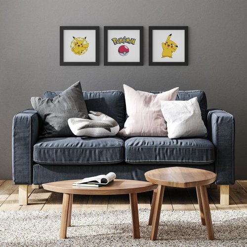 Trends International Gallery Pops Pokémon - Pikachu Wall Art Bundle (3-Pack) Gallery Pops Wall Art, Black Framed Version