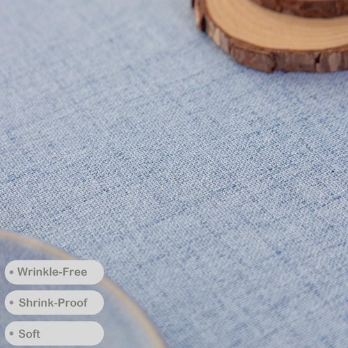YZKITM Linen Small Round Tablecloth 24 Inch Light Blue Washable Wrinkle Resistant Table Cover with Tassels Farmhouse Decorative Burlap Fabric Table Cloths for Nightstand Wedding Camping Party Holiday