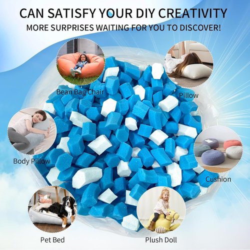 Garifon 20lbs Bean Bag Filler, Pillow Filler Stuffing, Bean Bag Filling, Shredded Memory Foam Filling, Punching Bag Filler, Foam Refill for Pouf/Ottoman Stuffing/Boxing Bag, Added Gel Particles