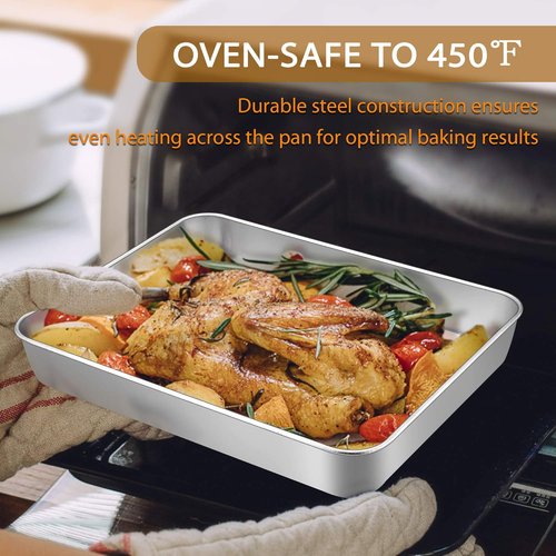 E-far Baking Pans Set - Stainless Steel Cookie Sheets for Oven | 3-Piece Bundle, 12.5/10.5/9.4 Inch