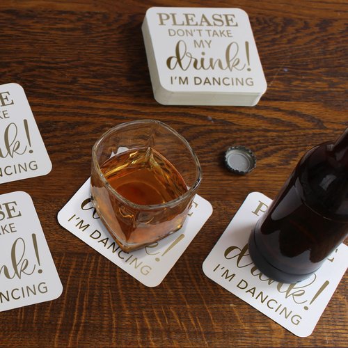 Lillian Rose Please Don't Take My Drink….I'm Dancing Set 36 Cardboard Coasters, Gold