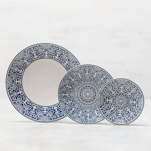 Fortessa Havana Vitrified China Coupe Rimless Plate 4 Pack, Blue, Dinner Plate, 10.75 Inche