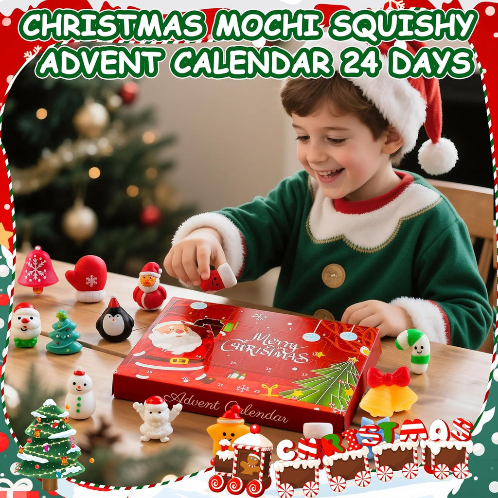 Skiennix Christmas Squishy Advent Calendar 2026 - 24 Mini Mochi Toys for Kids & Teens