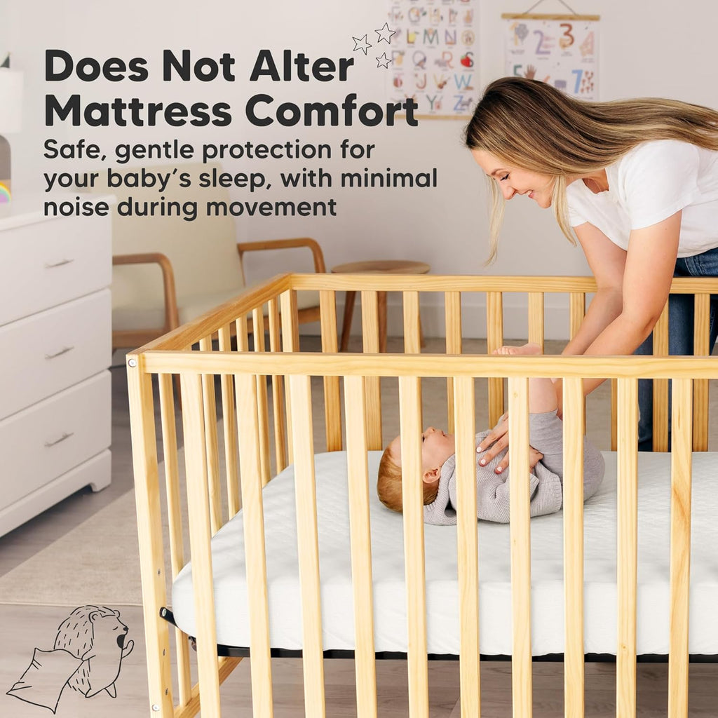 Skiennix Waterproof Crib Mattress Protector Cover - Soft Quilted Cotton, 52" x 28", Machine Washable, 2-Pack
