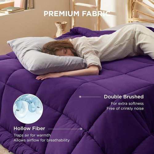 Bedsure Comforter Duvet Insert - All-Season Queen Size Quilted Down Alternative Blanket, Purple 88 x 88 Inches