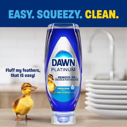 Dawn Platinum Dish Soap - EZ-Squeeze Liquid for Effortless Cleaning | Fresh Rain, 2x18oz Bundle