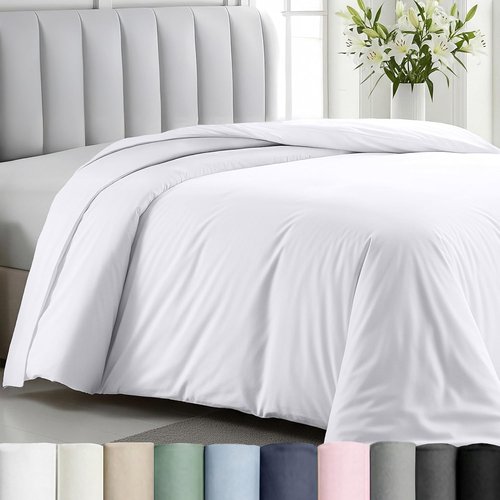 California Design Den Duvet Cover - Award-Winning 400 Thread Count Sateen | 100% Cotton, Queen/Full Size, White