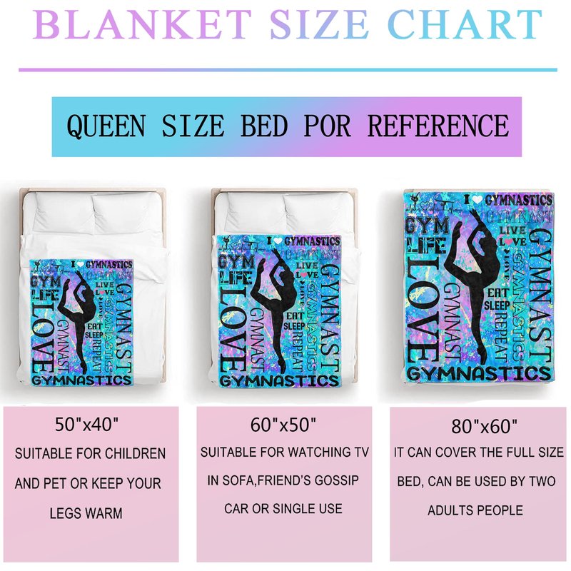 Gymnastics Gifts for Girls Gymnastics Blanket Ultra Soft Flannel Merch Gymnast Throw Blanket Gymnastics Gifts for Gymnasts Team Gymnastics Lovers Stuff 60"x50"