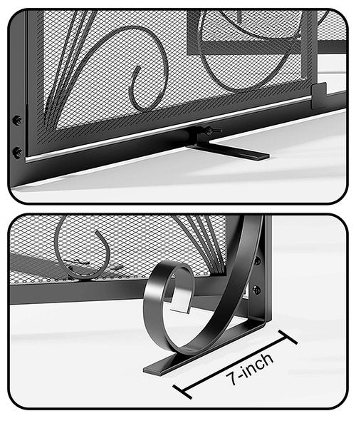 Fire Beauty Fireplace Screen with Doors, Handcrafted Solid Steel, Heavy Duty Metal Mesh, Powder Coat Finish, Spark Guard