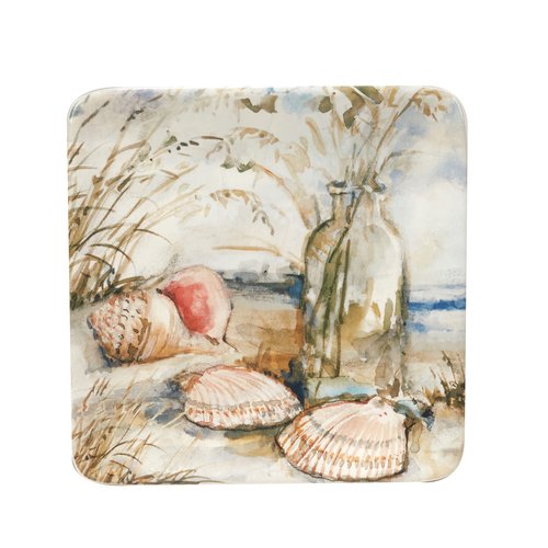 Certified International Coastal Landscape 6" Canape/Luncheon/Appetiser Plates, Assorted Designs, Multicolor, Medium, Set of 4