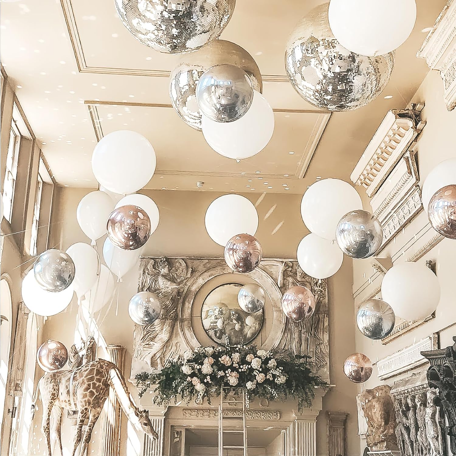 PartyWoo Metallic Silver Foil Balloons - 22 Inch Large Round Mylar Balloons for Graduation & Birthday Decor