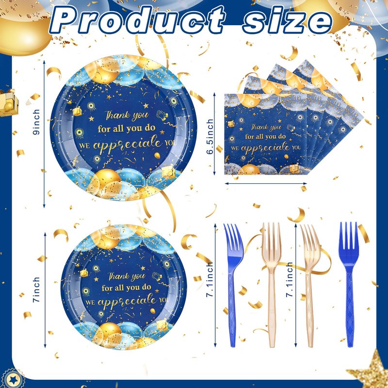 Tiangrid 96 Pcs Customer Service Week Party Supplies We Appreciate You Plates and Napkins Set for PA MA Vet Tech Week Thank You Plates Pastor Appreciation Day Employee Staff Party Favors