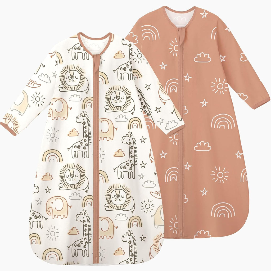 Yoofoss Baby Sleep Sack - 100% Cotton Long Sleeve Wearable Blanket for Infants 6-12 Months | Lightweight 0.5 Tog