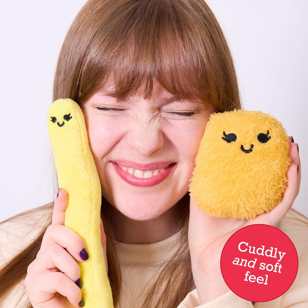 Relatable Emotional Support Chicken Nuggets - Cuddly Plush Toys for All Ages | Set of 5 with Basket