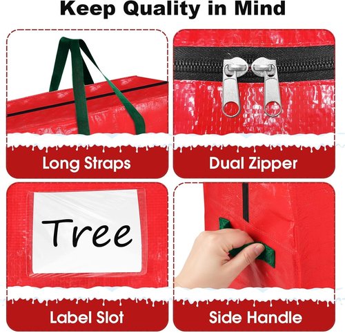 EverMerry Christmas Tree Storage Bag - Heavy Duty Waterproof Bag for 7.5 Ft Artificial Trees | Red