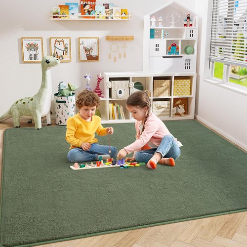 Amearea Area Rug - Thickened Memory Foam, Fluffy & Washable - 4x6 Feet Sage Green for Kids & Living Room