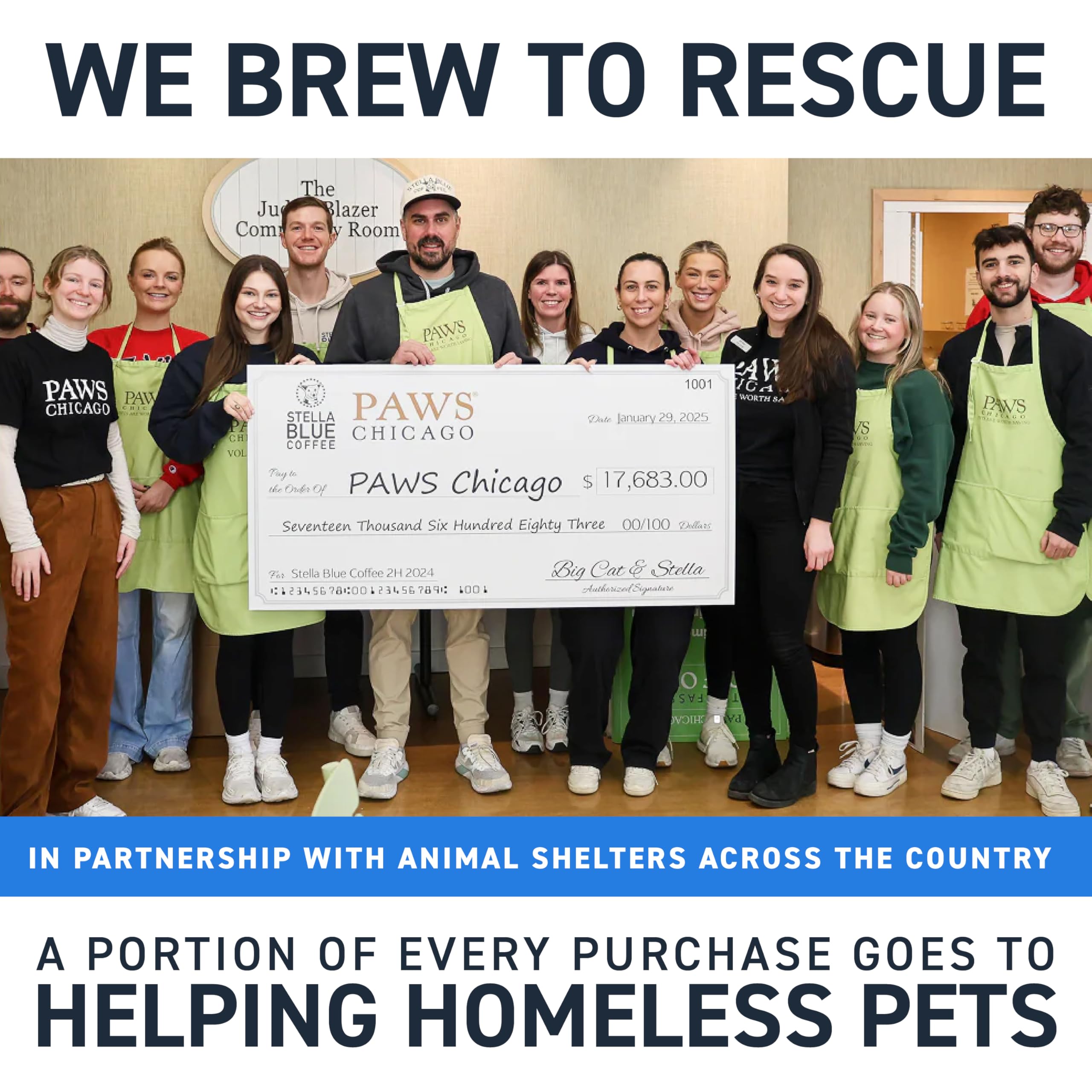 Stella Blue Whole Bean Coffee, Big Cat Blend, Medium Roast Caramel Hazelnut, Fruity Notes 100% Arabica Beans, Ethically Sourced from Central and South America, Smooth Balanced, 12oz Bag