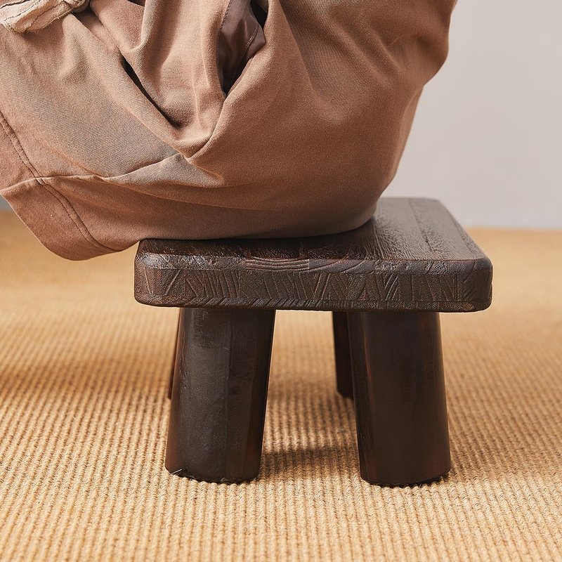 GZQWDC Wooden Foot Stool,Kids Stool,Small Bench,Wooden Steps,Kitchen Step Stool,Wood Plant Stand (14.2"x10.2"x7.1")