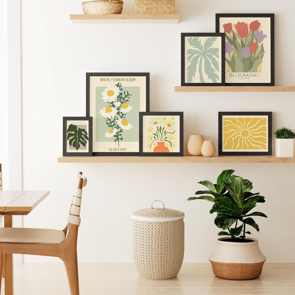 Vittanly Solid Wood Picture Frame - 8.5x11 with Plexiglass & 6x8 Mat | Charcoal Black, Wall Hanging or Tabletop