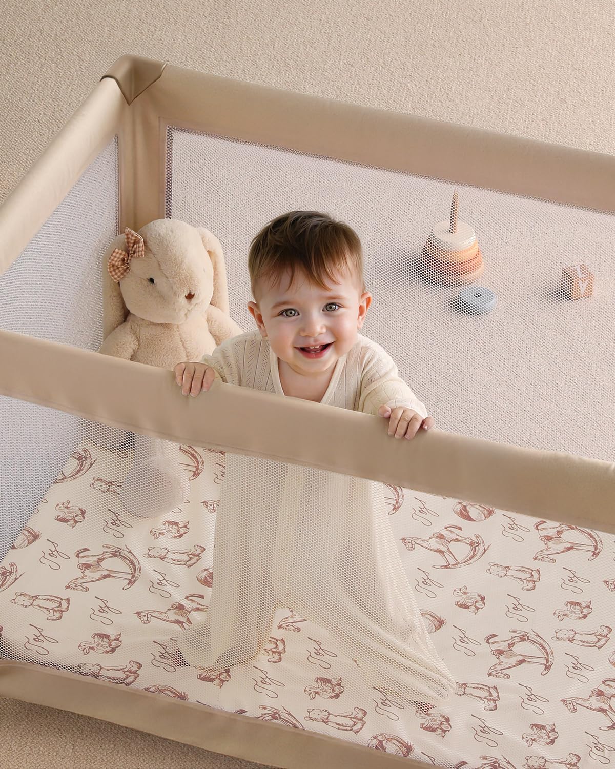 Yoofoss Baby Pack and Play Sheets - Ultra Soft 2-Pack Fitted Mini Crib Sheets for Boys & Girls | 38x26 Rocking Horse Design