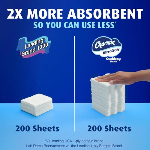 Charmin Ultra Soft Toilet Paper - Cushiony Touch, 2-Ply, 18 Family Mega Rolls (90 Regular Rolls) - White