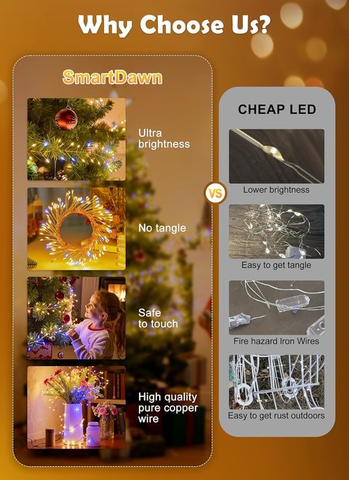 Fairy Lights | 10FT 200LED Twinkle String Lights - Waterproof Indoor & Outdoor Decor for Home & Garden