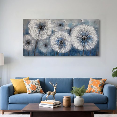Large Dandelion Painting by [Brand Name] - Modern Canvas Wall Art for Living Room & Bedroom Decor