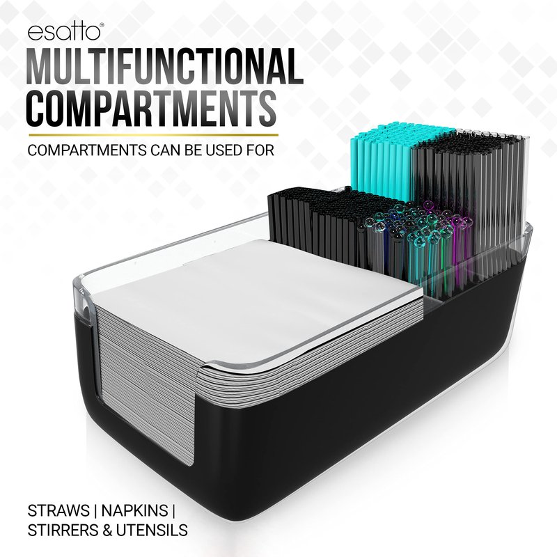 Esatto Professional Bar Products Premium Bar Caddy (White), Used to Easily Organize Bar Items and Workspace, With Additional 12 Pourers For Precision Pouring and 12 Pourer Covers
