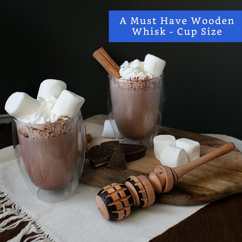 Authentic Artisanal Molinillo Hot Chocolate Frother (Small Cup Size) - Handmade Wooden Whisk for Mexican Hot Chocolate - Molinillo Wooden Wisk - Traditional Mexican Cookware