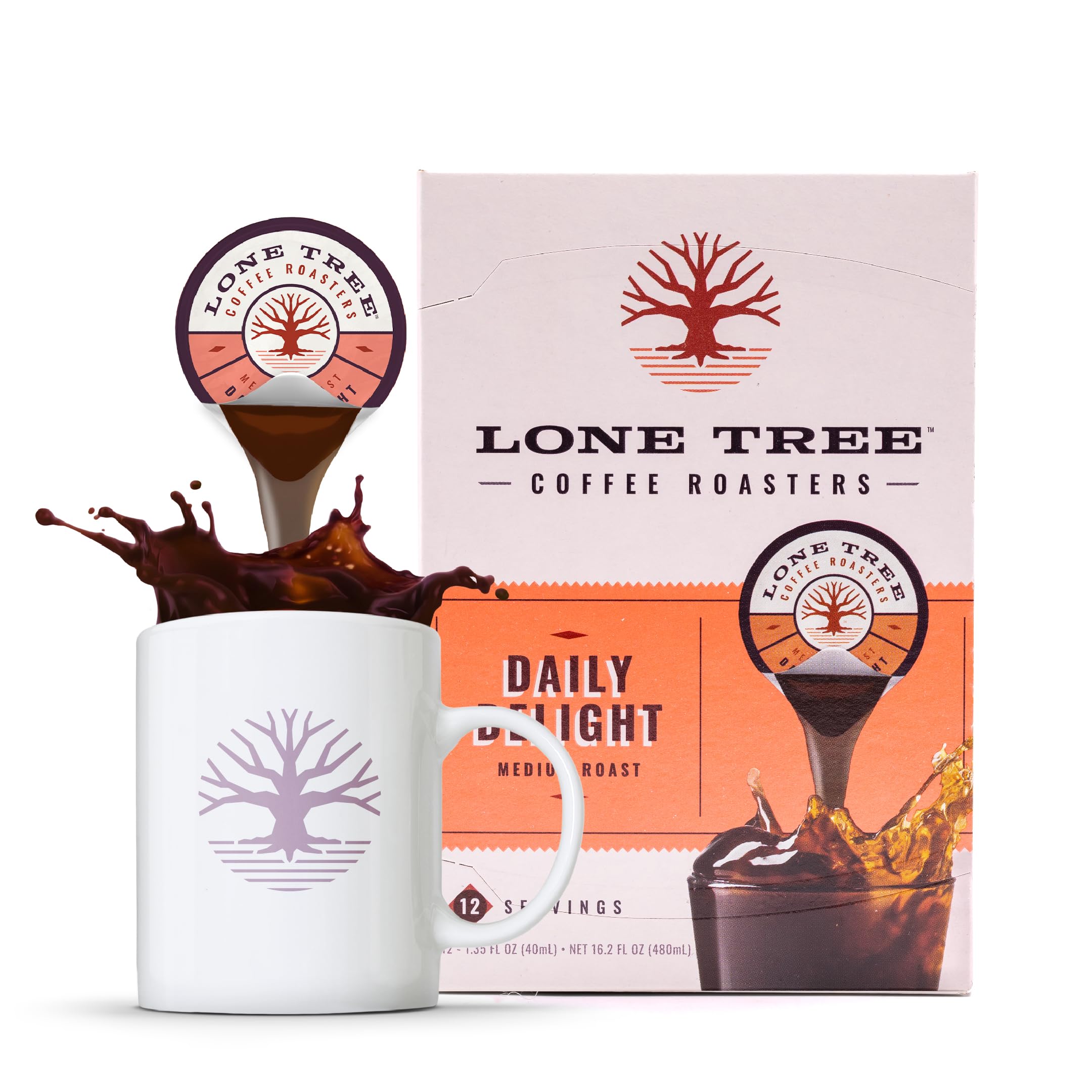 Lone Tree Single-Serve Coffee Pods – Premium 100% Arabica Liquid Concentrate – Daily Delight Medium Roast – 48 Pods – Ready Hot or Iced