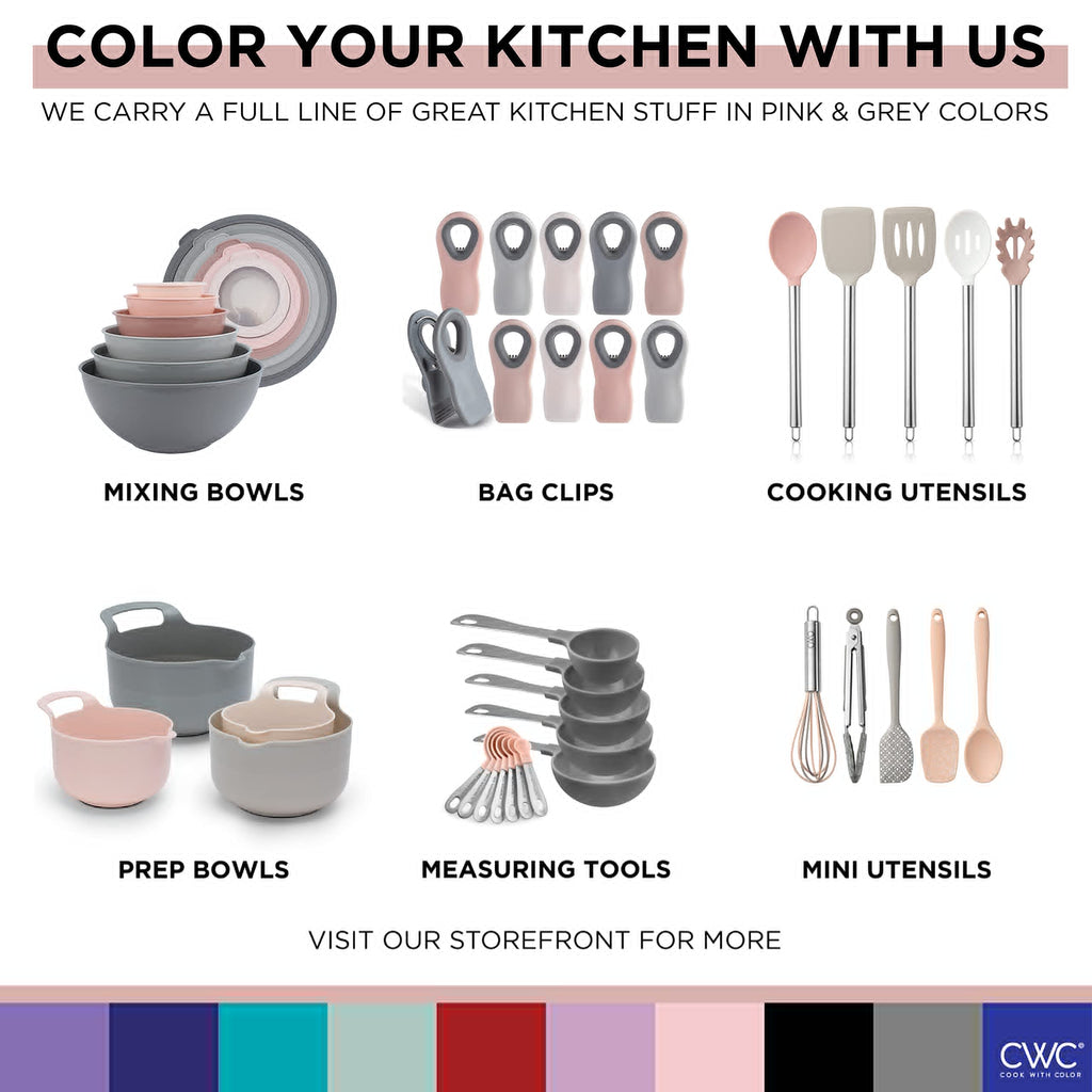 COOK WITH COLOR Bag Clips - Heavy Duty Chip Clip and Refrigerator Magnet Clips for Food Storage with Air Tight Seal Grip, Pink and Grey, Pack of 8