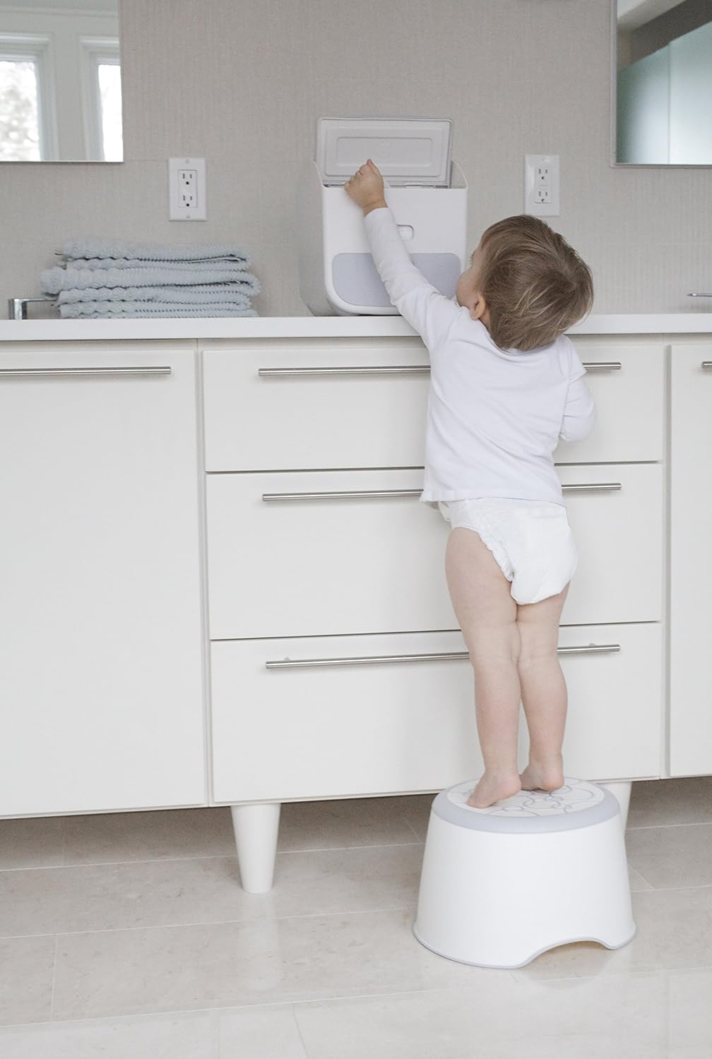 Ubbi Step Stool for Kids - Slip-Resistant Toddler Potty Training Stool | Soft Grip Safety, Gray