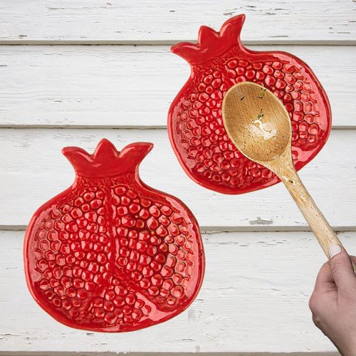 Spoon Rest 2 Pcs Spoon Holder For Stove Top Ceramic Spoon Rests For Kitchen Counter Coffee Spoon Rest Pomegranate Shaped
