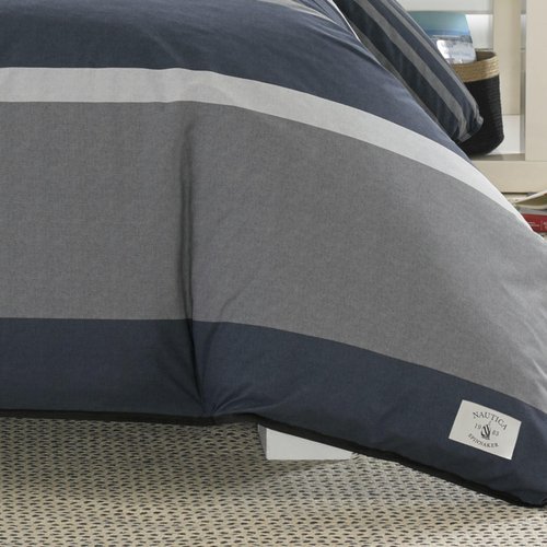 Nautica - Queen Duvet Cover Set, Cotton Reversible Bedding with Matching Shams, Styligh Home Decor (Rendon Charcoal, Queen)