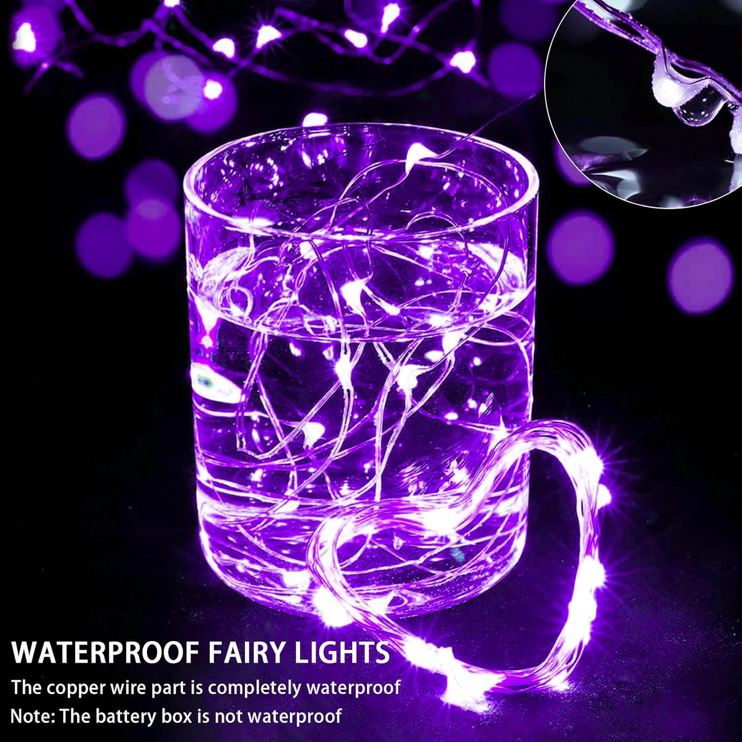 Purple Fairy Lights by [Brand Name] - 24 Pack 7Ft 20 LED Twinkle String Lights | Battery Operated & Waterproof for Weddings, Parties, and Decor