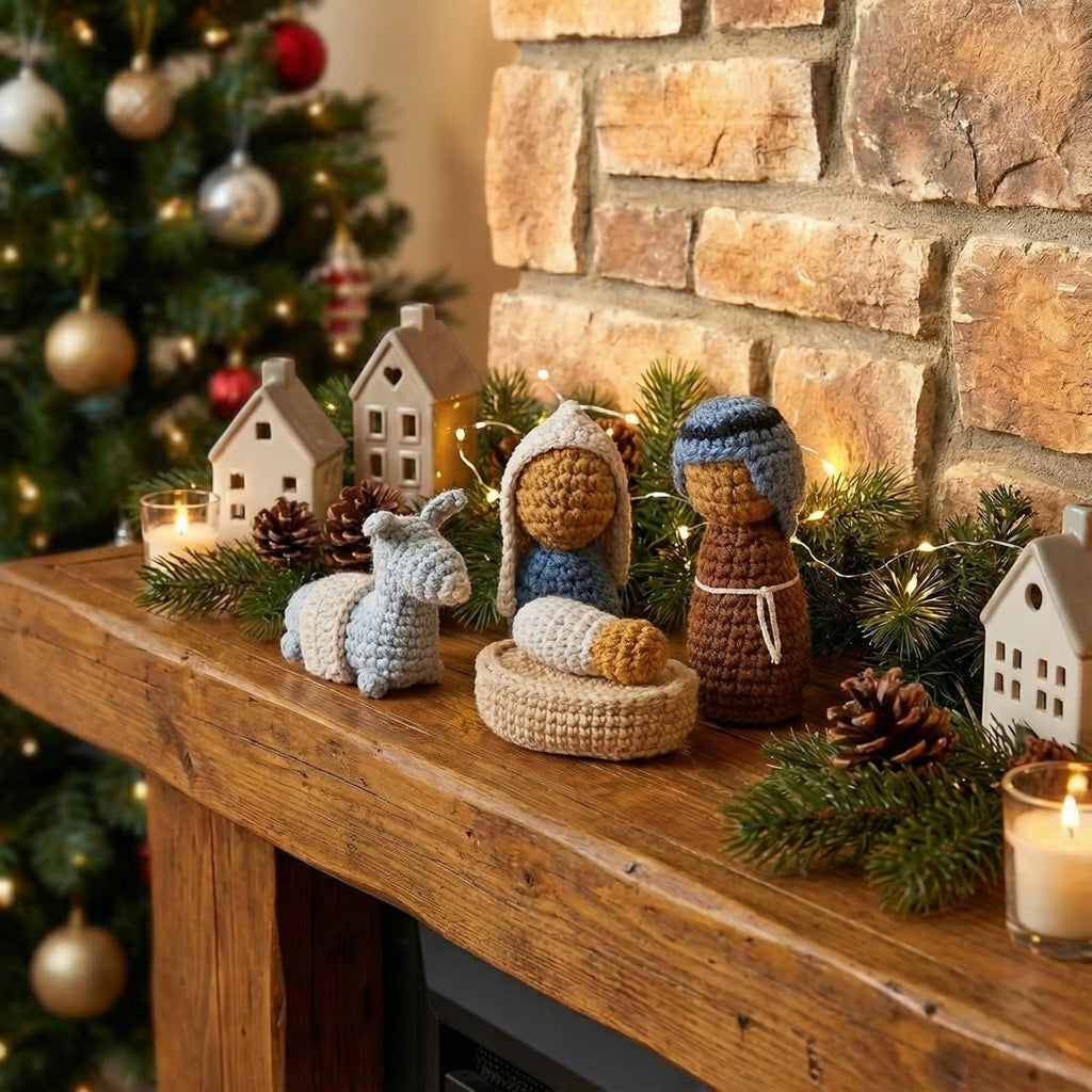 OASSIE Nativity Set - Handmade Crochet Christmas Decorations for Indoor Christian Gifts | Farmhouse Home Decor