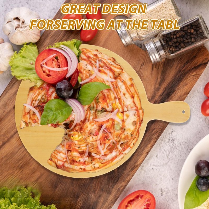 ACXFOND 4 Pack Wooden Pizza Peel, 12 Inch Pizza Spatula with Wood Handle Suitable for 12"x12" Pizzas, Round Wooden Cutting Boards for Baking Homemade Pizza, Bread, Cheese, Fruit