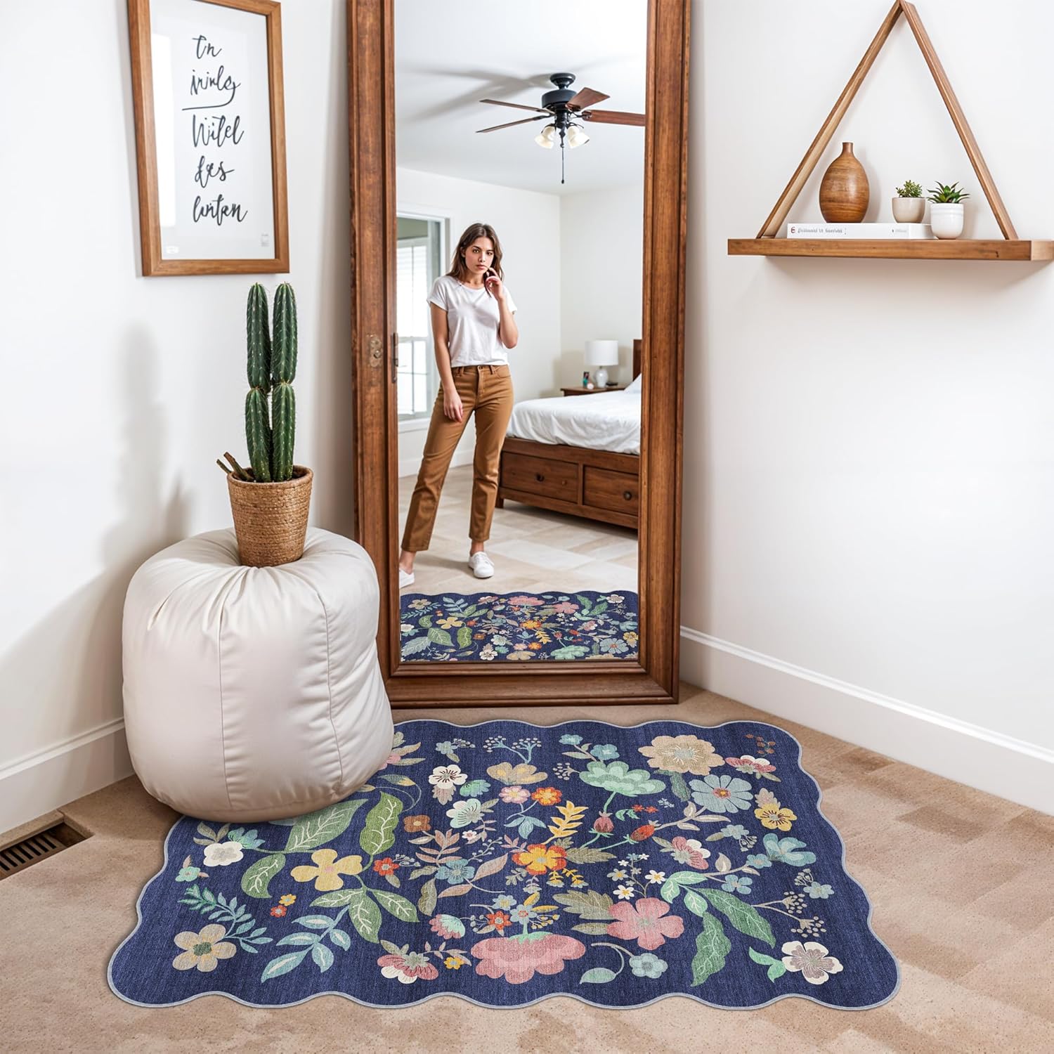 Skiennix Washable Area Rug - Easy-Clean Non-Slip Carpet for Entryway | Durable Low Pile (2x3, Purple)