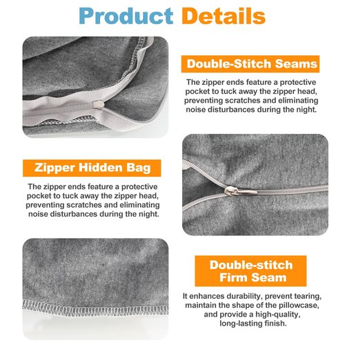 Runhike 57 Inch U Shaped Removable Pregnancy Pillow Cover Compatible with Momcozy,Soft and Breathable,Cooling Polyester Pregnancy Pillow Case Replacement Fits 55/57 Inch