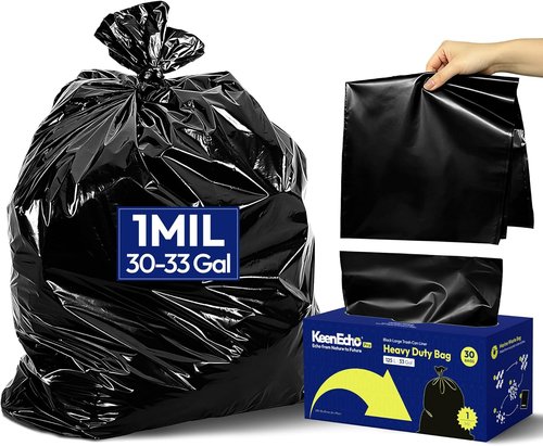 Heavy Duty Contractor Trash Bags - 33 Gallon, 30 Count | Strong Black, Leakproof Star Seal for Construction & Yard Debris