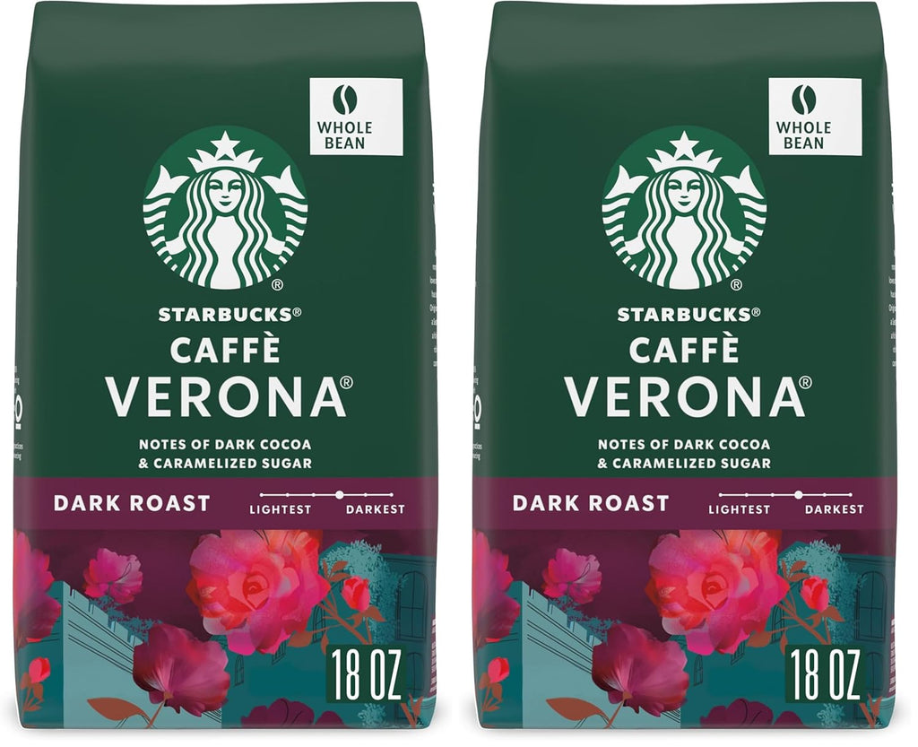 Starbucks Whole Bean Coffee - Caffè Verona Dark Roast, 100% Arabica, 18 oz Bag (Pack of 2)
