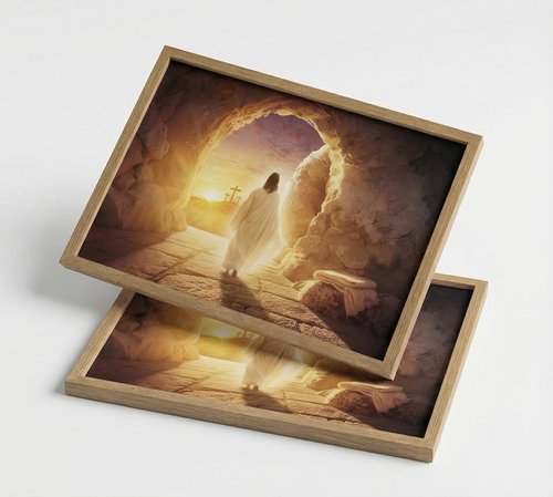 KYSNGMT Framed Jesus Resurrection Wall Art - He Is Risen Canvas Print for Home Decor | Perfect Easter Gift
