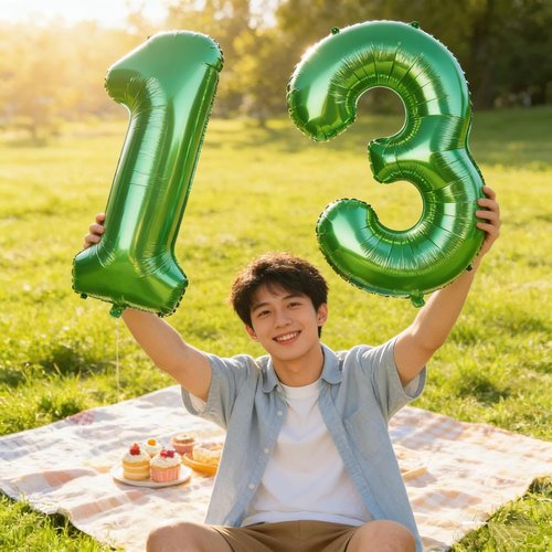 Large Dark Green Number 13 Balloon by [Brand Name] - 40 Inch Foil Party Decoration for Birthdays & Weddings