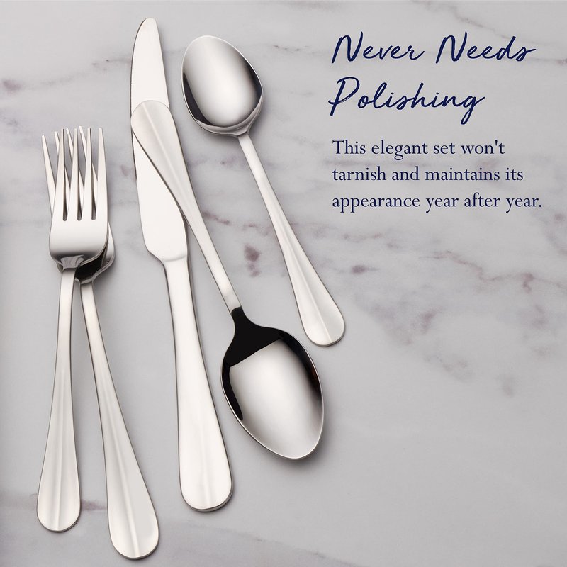 Pfaltzgraff Everyday Simplicity 53-Piece Stainless Steel Flatware Set, Service for 8