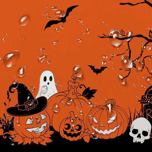 Yighty Oval Halloween Tablecloth 60x84 Inch,Orange Pumpkin Skull Ghost Tablecloth,Polyester Waterproof Wrinkle-Resistant and Durable Table Cloth,Suitable for Halloween,Parties,Holiday,Kitchens