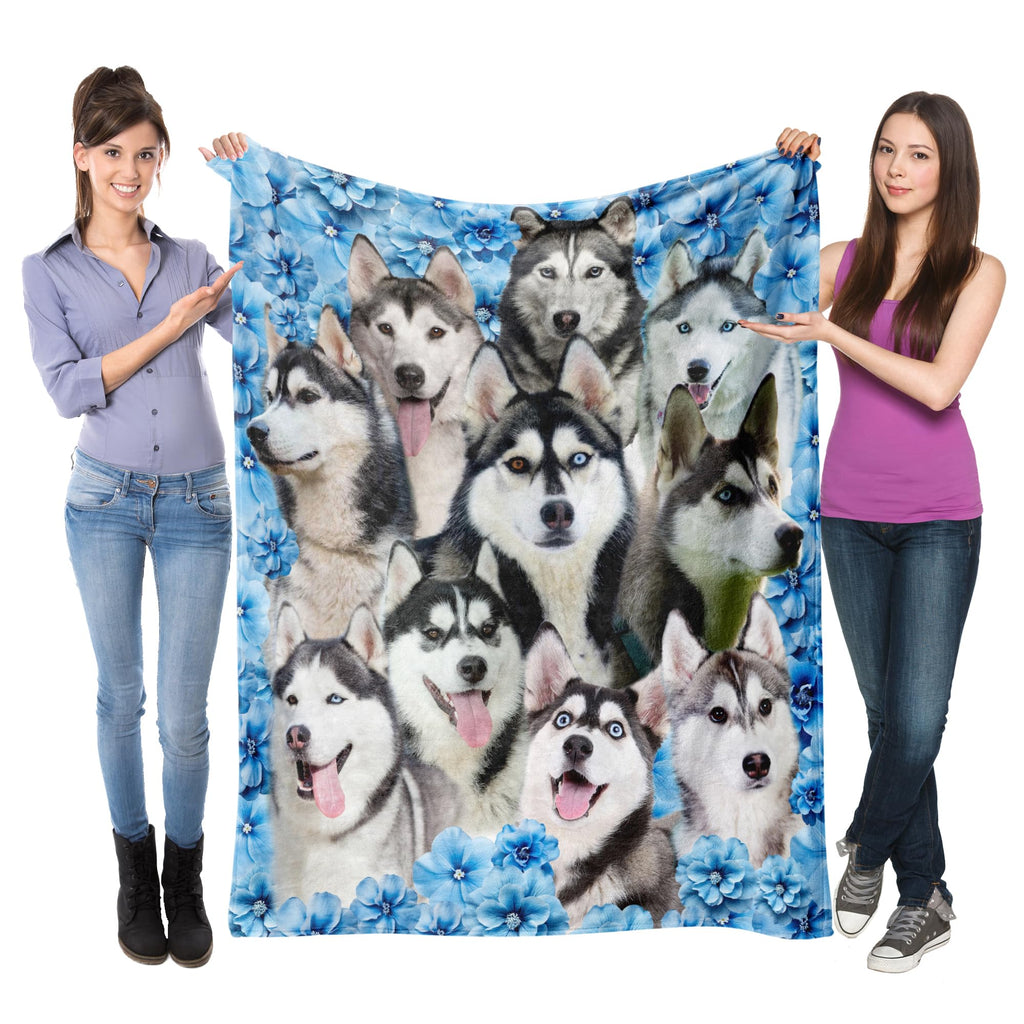 Siberian Husky Dog Throw Blanket,Siberian Husky Gifts for Dog Lovers,Soft Flannel Blanket Throw,Gift for Women Kid Girls Halloween Christmas 40"x50"